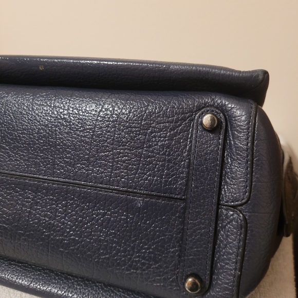 Coach Navy Leather Satchel Bag - Picture 10 of 13